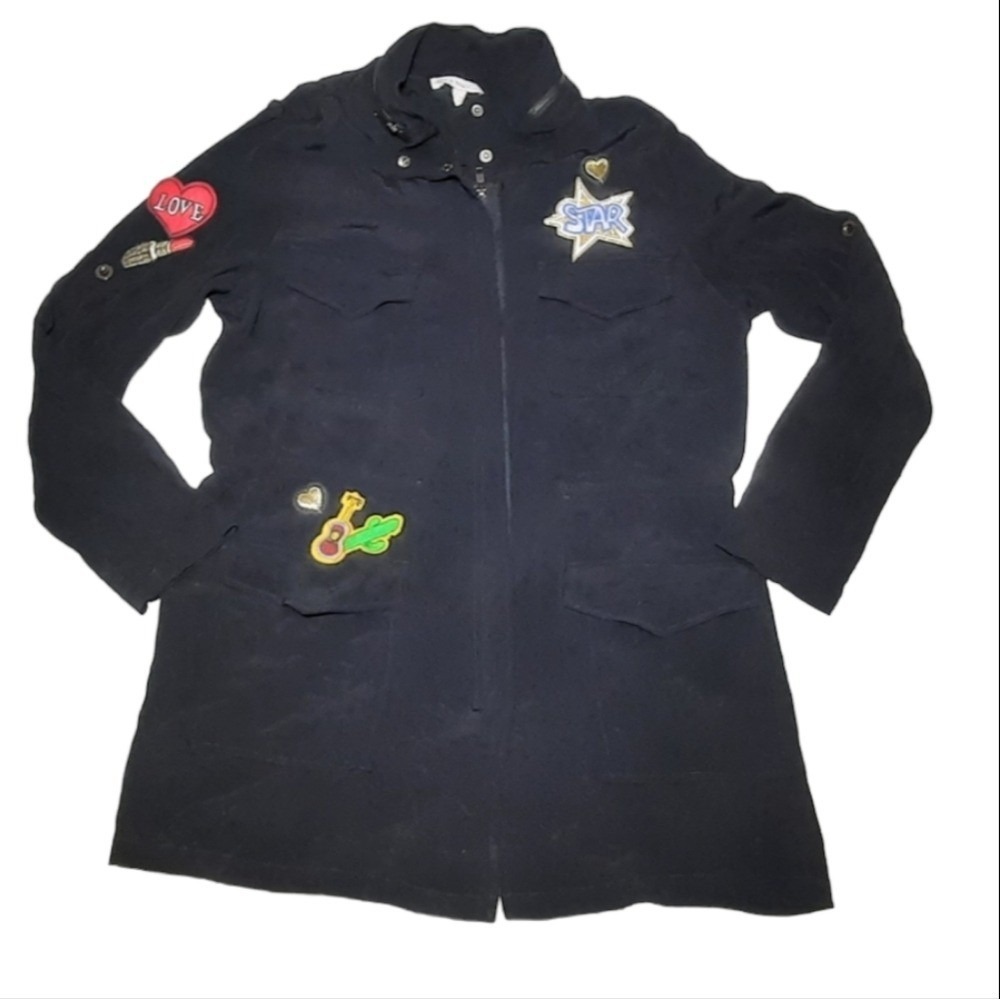 Hot & Delicious Black Patch Jacket with Cinch Waist Size L